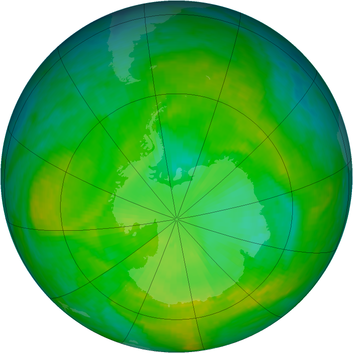 Antarctic ozone map for 09 December 1986
